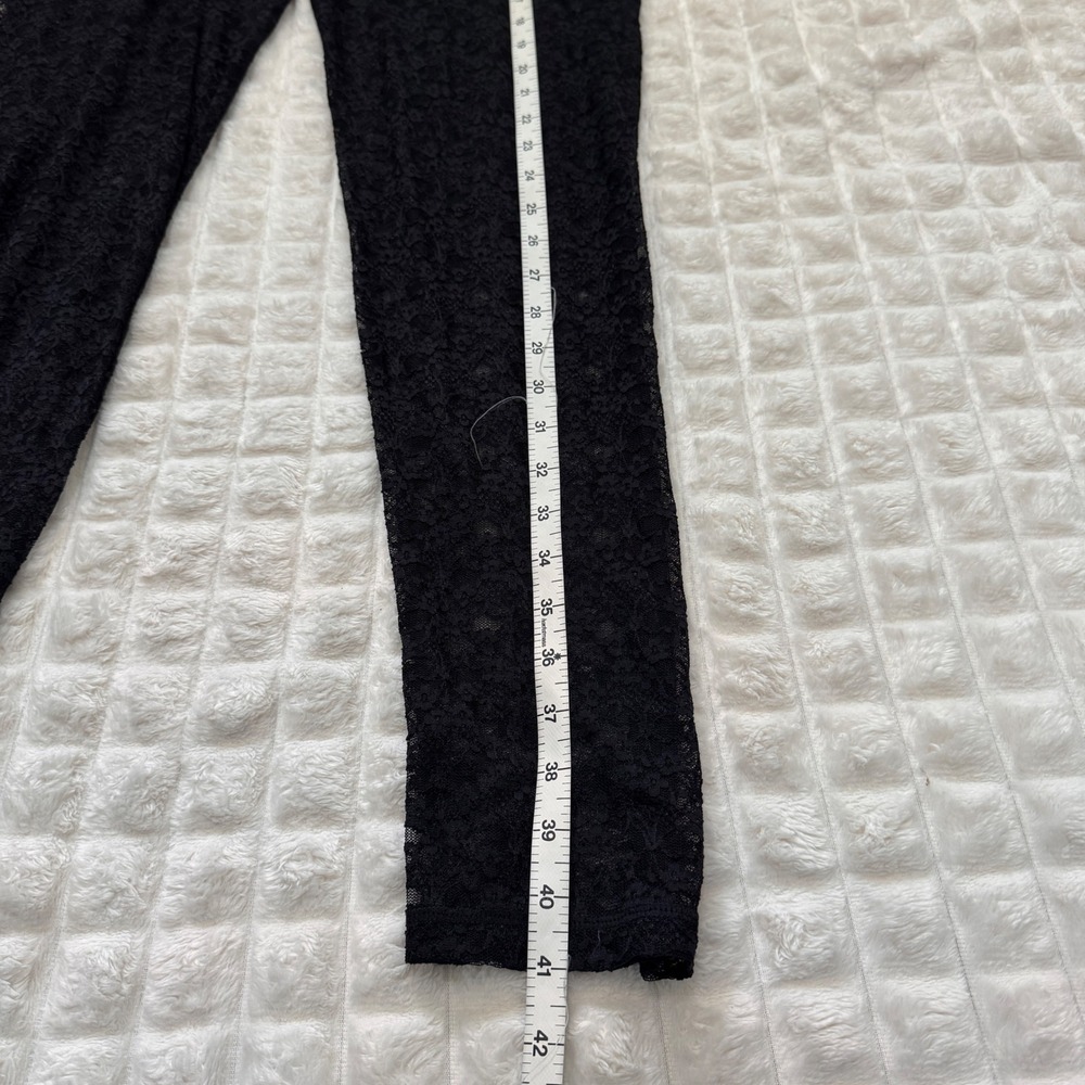 NEW Logo Lori Goldstein 1X Black Floral Lace Sheer Leggings 80s Y2K Layering - Picture 6 of 8